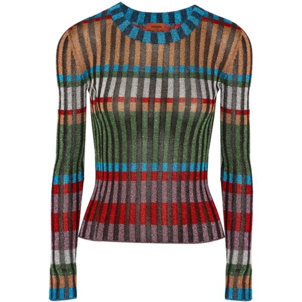 Missoni Metallic Multicolor Striped Knit Top